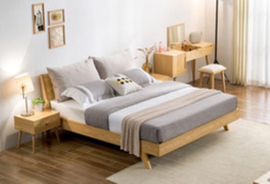 現代簡約 經典圓角 原木色實木復合1.5